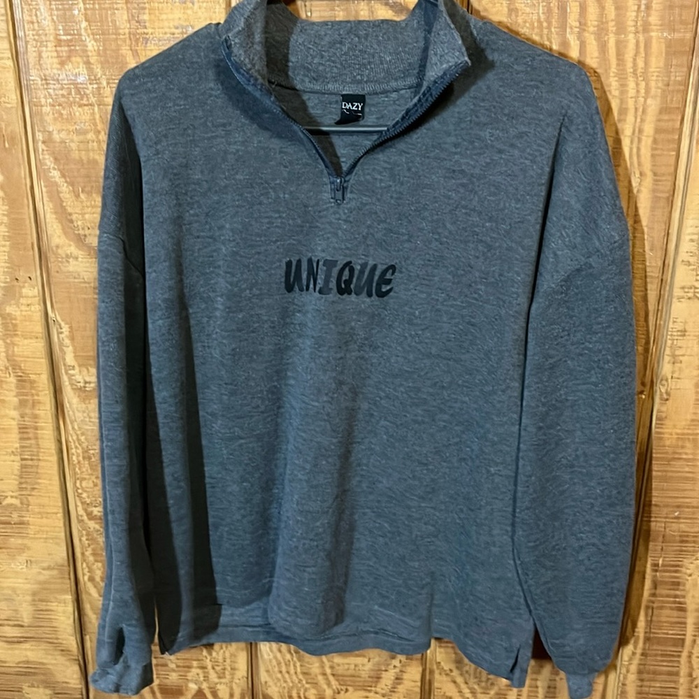 Grey UNIQUE half zip crew